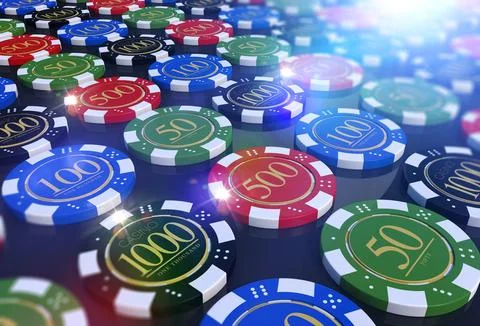 Colorful Casino Chips Table Stock Illustration