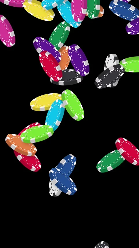 Colorful Casino Poker Chips Falling Against a Solid Black Background 스톡 동영상 340323331