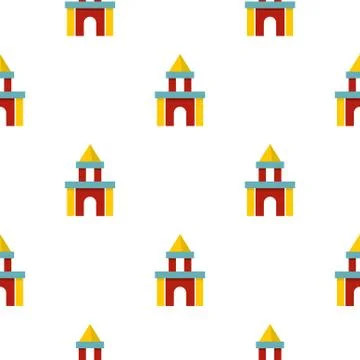 Colorful castle toy blocks pattern seamless Illustrazione stock