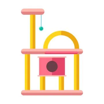 Colorful cat accessory cute vector animal icons pet equipment food domestic Stock Illustration