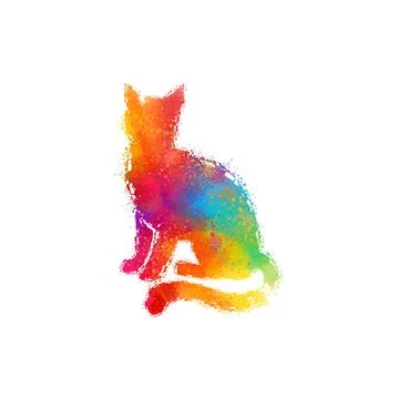 Colorful cat vector design digital art pet animal Stock Illustration