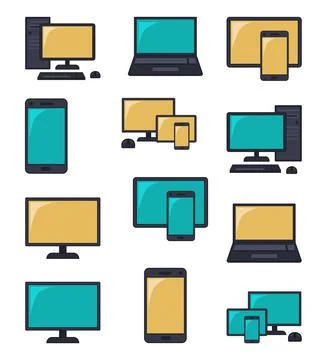 Colorful catron multi platform icon element collection Stock Illustration