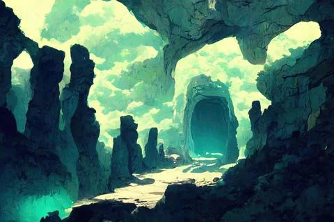 Colorful cave, deep in the earth Illustrazione stock