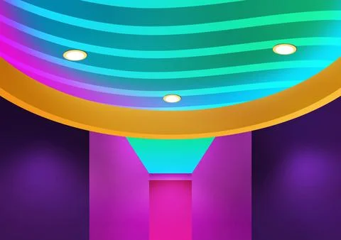 Colorful ceiling lighting using LED light strip and downlights interior des.. Stock Photos