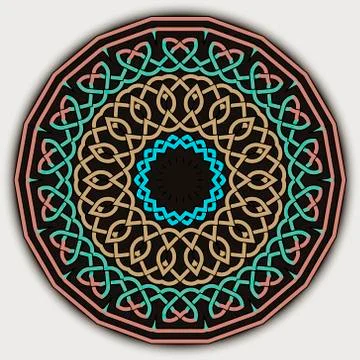 Colorful celtic mandala pattern. Vector lines background. Repeat line art kno Illustrazione stock