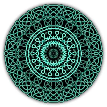 Colorful celtic mandala pattern. Vector lines background. Repeat line art kno Stock Illustration
