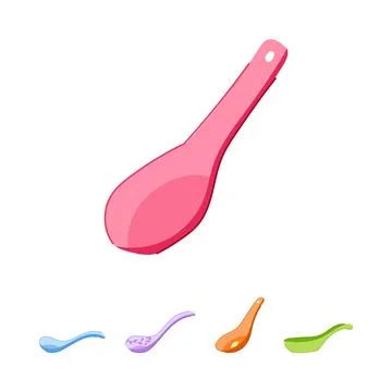Colorful ceramic soup spoons vector illustration flat design style 스톡 일러스트