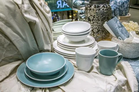 Colorful ceramic tableware Stock Photos