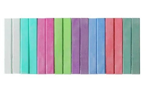 Colorful chalk pastels isolated on white 库存照片
