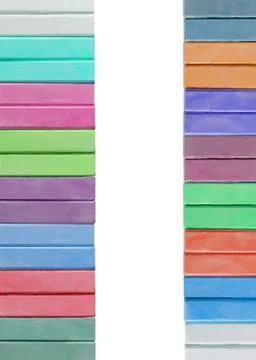 Colorful chalk pastels isolated on white Stockfoto's