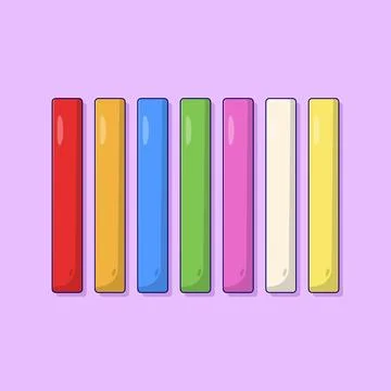 Colorful Chalks Vector Icon Illustration with Outline for Design Element, C.. Stock Illustration