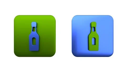 Colorful Champagne bottle icon isolated on white background. Square button... 스톡 일러스트