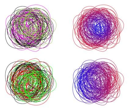 Colorful chaos tangled shape scribble sketch intricate chaotic texture illus Stock Illustration
