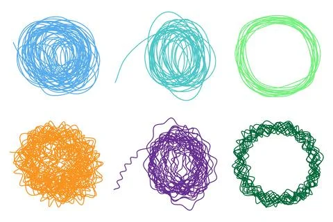 Colorful chaos tangled shape scribble sketch intricate chaotic texture illus Stock Illustration