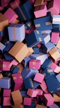 Colorful Chaotic Display of Boxes in Various Sizes and Shapes Stock Illustration