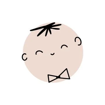 Colorful character. Round abstract comic face with emotion. Stock Illustration