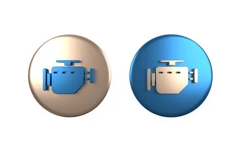Colorful Check engine icon isolated on white background. Circle button. 3D .. Stock Illustration