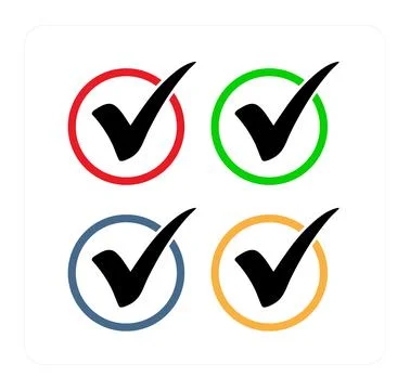 Colorful check mark button icon set Stock-Illustration