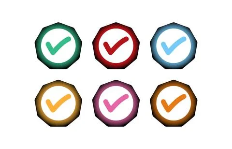 Colorful check mark icon gradient set design on white background Stock Illustration