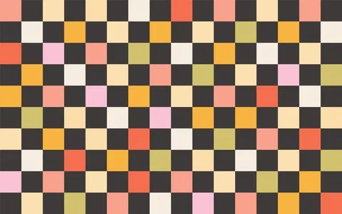 Colorful checkerboard pattern with bright geometric cubes in trendy retro sty Stock Illustration
