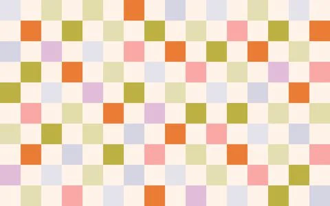 Colorful checkerboard pattern with bright geometric cubes in trendy retro sty Stock Illustration