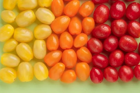 Colorful cherry tomatoes pattern top view Stock Photos