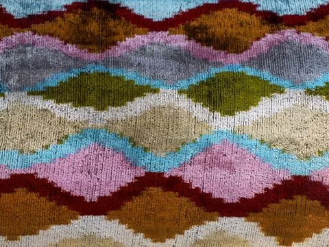 Colorful Chevron Pattern Woven Textile Close-Up Stock Photos