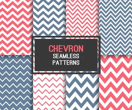 Colorful Chevron Seamless Pattern Background Set Vector Illustrazione stock