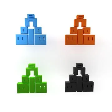 Colorful Chichen Itza in Mayan icon isolated on white background. Ancient M.. Ilustración de archivo