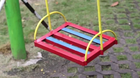 Colorful Childrens Swing Bench Stock Footage 301445465