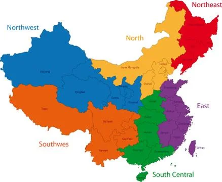 Colorful China map Stock Illustration