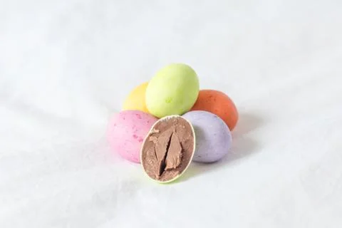 Colorful chocolat easter eggs Stock Photos