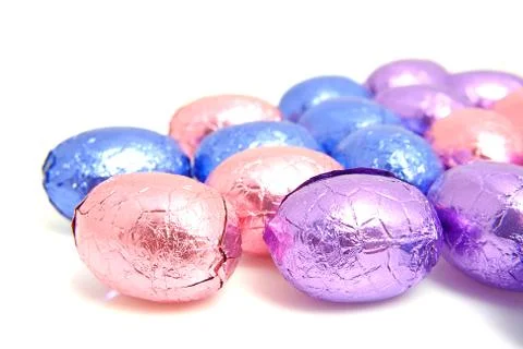 Colorful chocolate easter eggs Stock Photos