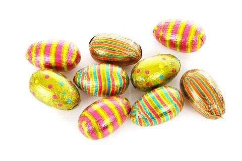 Colorful chocolate easter eggs Stock-Fotos