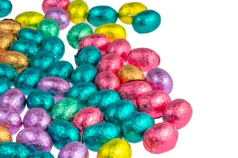 Colorful chocolate easter eggs Stock-Fotos