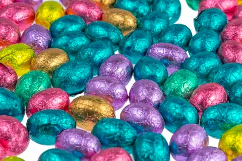 Colorful chocolate easter eggs Stock Photos