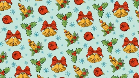 Colorful Christmas background pattern on a seamless loop Stock Footage 321832066