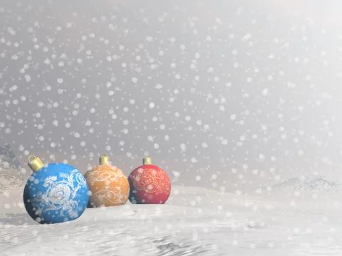 Colorful Christmas balls - 3D render Stock Illustration