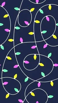 Colorful Christmas Light String Vertical Seamless Pattern on Dark Background 스톡 일러스트