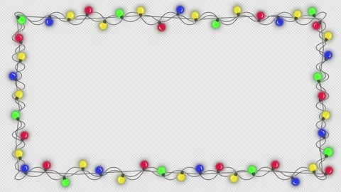 Colorful Christmas Lights Frame with Alpha Channel and Seamless Loop Stock Footage 345641579