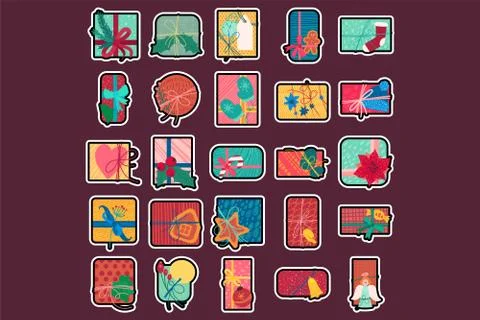 Colorful christmas present boxes flat vector illustration Stockillustratie