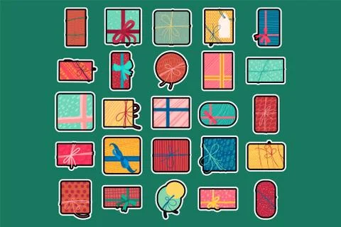 Colorful christmas present boxes flat vector illustration 스톡 일러스트