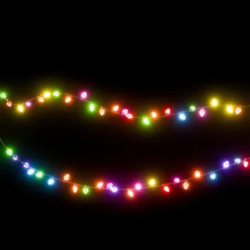 Colorful Christmas String Lights Glowing Against a Dark Background Stock Illustration
