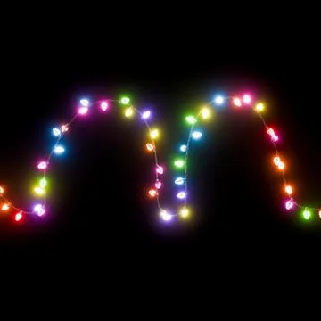 Colorful Christmas String Lights Glowing Against a Dark Background Stock Illustration