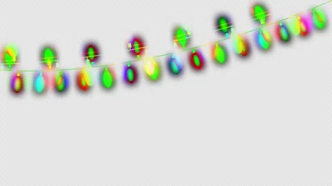 Colorful Christmas string lights overlay on transparent background with alp.. Stock Footage 334969696
