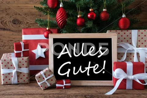 Colorful Christmas Tree, Alles Gute Means Best Wishes Stock Photos