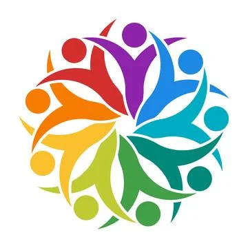 Colorful Circle of Abstract Figures Expressing Unity and Collaboration Stock Illustration