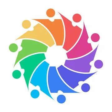 Colorful Circle of Abstract Figures Representing Unity and Collaboration Stock Illustration
