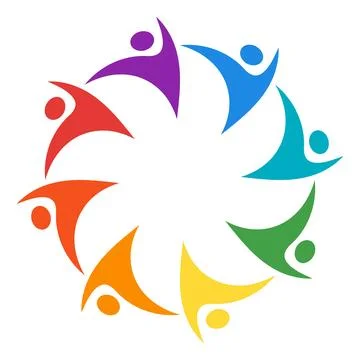 Colorful Circle of Abstract Figures Representing Unity and Collaboration Stock Illustration