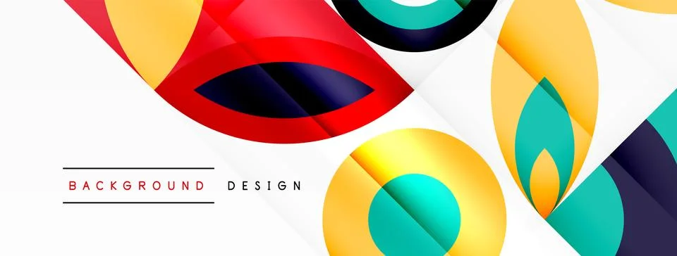 Colorful circle and leaf pattern in electric blue, magenta on a white background Stock Illustration